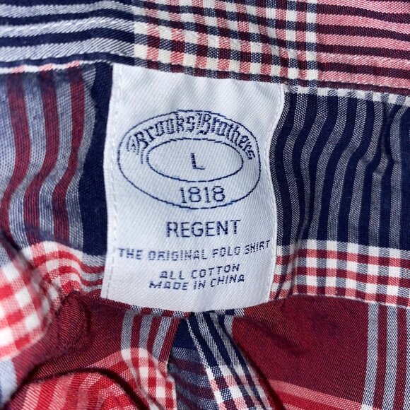 Brooks Brothers Regent Button Down Large Red Blue Plaid - Picture 4 of 5